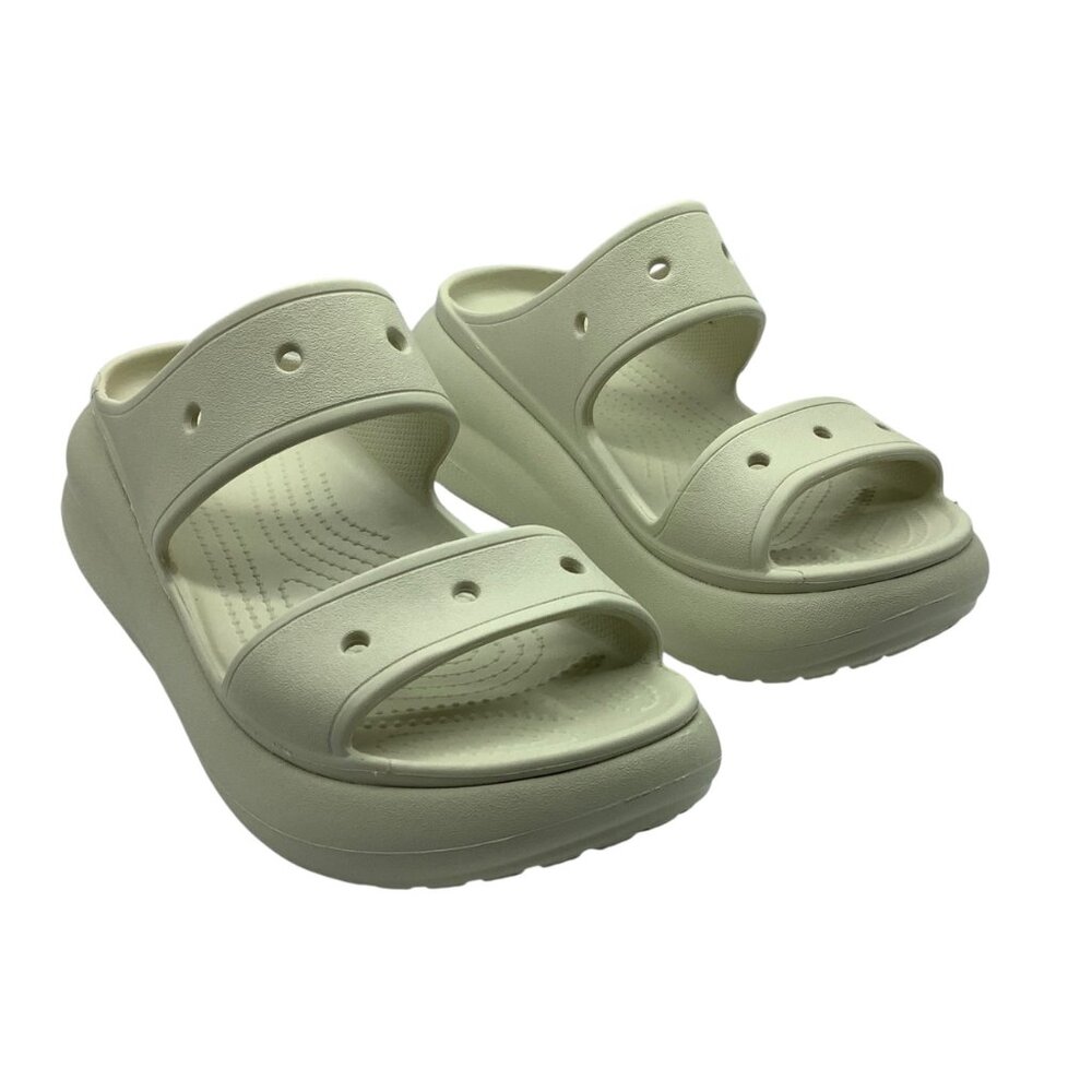 Crocs Unisex Classic Mega Crush Sandals Cream‎ Women Size 9 Lightweight Slip-On